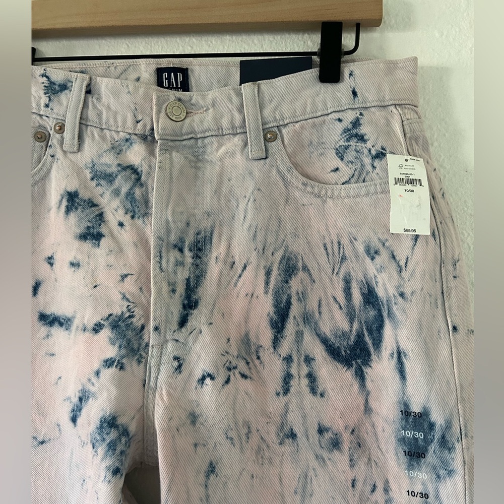 GAP cheekystyle highrise straight tiedye pink purple ivory size 10 - Picture 5 of 7